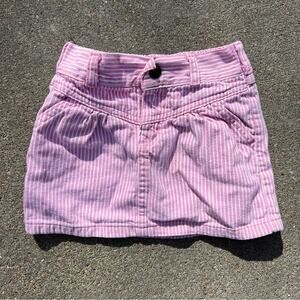 Vintage 80s OshKosh B’Gosh Pink White Railroad Stripe V Yoke Skirt 3T